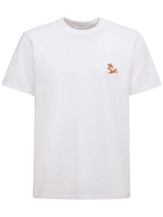Maison Kitsuné: T-shirt en jersey de coton avec patch Chillax - men_0 | Luisa Via Roma