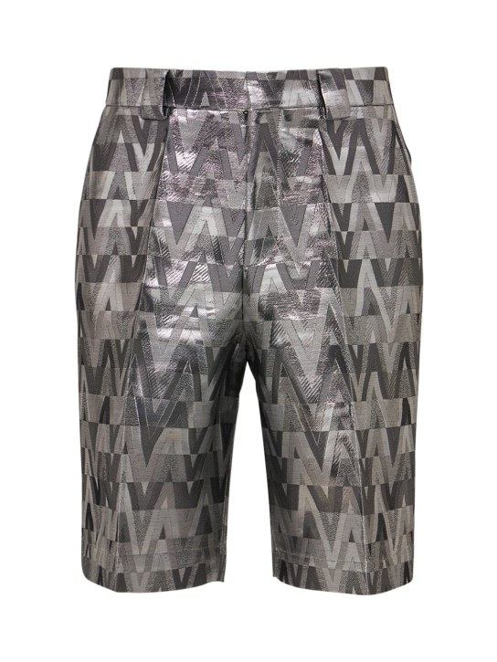 Valentino: Shorts de lúrex - Plata - men_0 | Luisa Via Roma