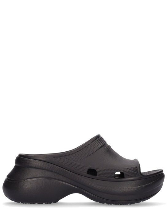 Balenciaga: 85mm Rubber pool slide sandals - Black - women_0 | Luisa Via Roma