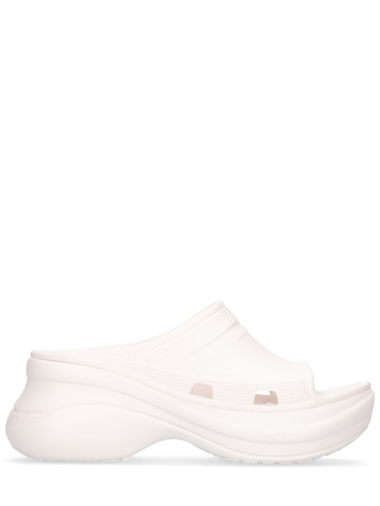 Balenciaga: 85mm Rubber pool slide sandals - White - women_0 | Luisa Via Roma