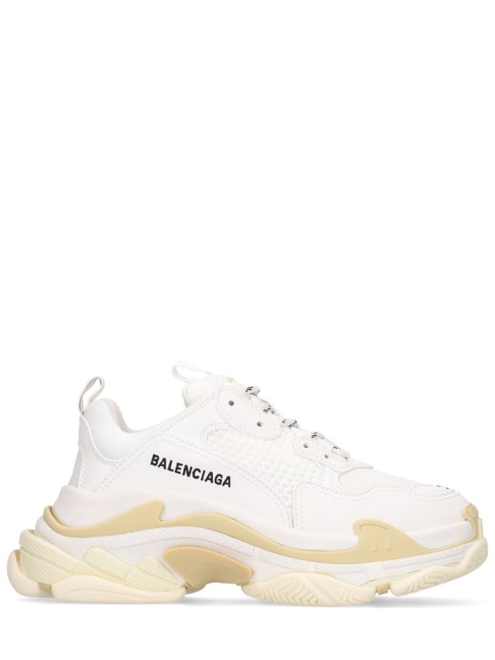 Balenciaga: 60mm Triple S faux leather sneakers - White - women_0 | Luisa Via Roma