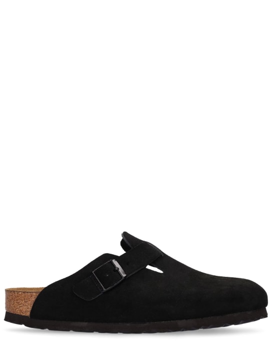 BIRKENSTOCK: Boston soft suede sandals - Black - women_0 | Luisa Via Roma