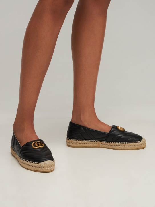 Gucci: 20mm Quilted leather espadrilles - Black - women_1 | Luisa Via Roma