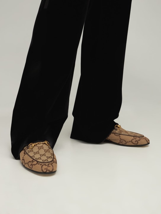 Gucci: 10mm hohe Loafers mit Horsebit „Jordaan“ - Beige/Braun - women_1 | Luisa Via Roma