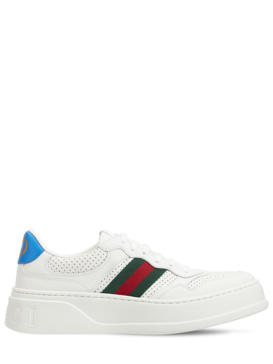 Gucci: 50mm Chunky B leather sneakers - White - women_0 | Luisa Via Roma