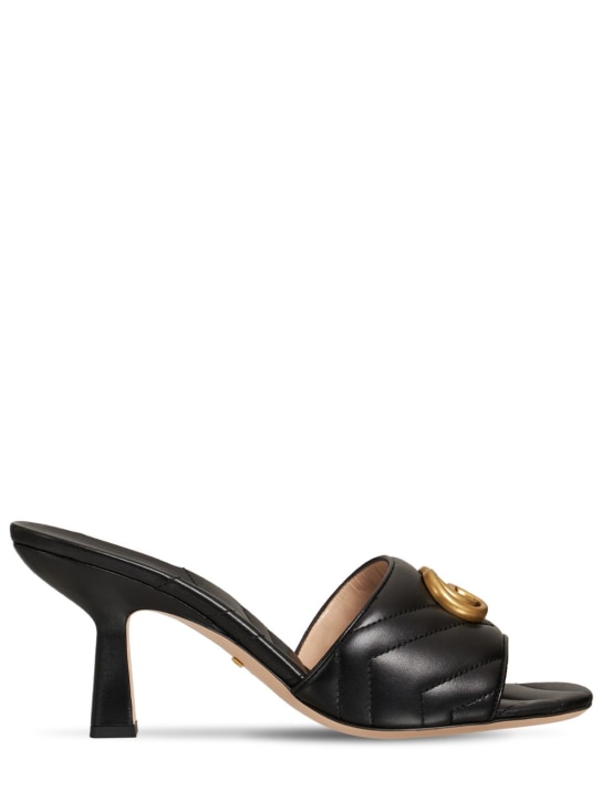 Gucci: 75毫米Marmont绗缝皮革穆勒鞋 - 黑色 - women_0 | Luisa Via Roma