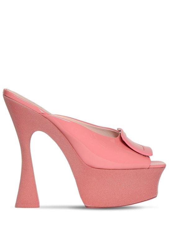 Roger Vivier: 140mm hohe Plateau-Sandaletten aus Lackleder - Rosa - women_0 | Luisa Via Roma
