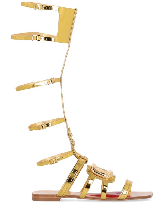 Roger Vivier: Sandali Gladiator in pelle metallizzata 10mm - Oro - women_0 | Luisa Via Roma