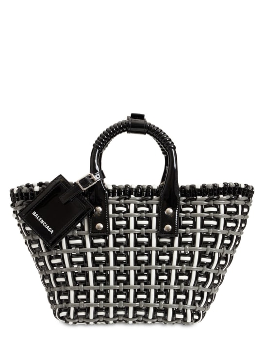Balenciaga: XS Bistrot basket bag - Black/White - women_0 | Luisa Via Roma