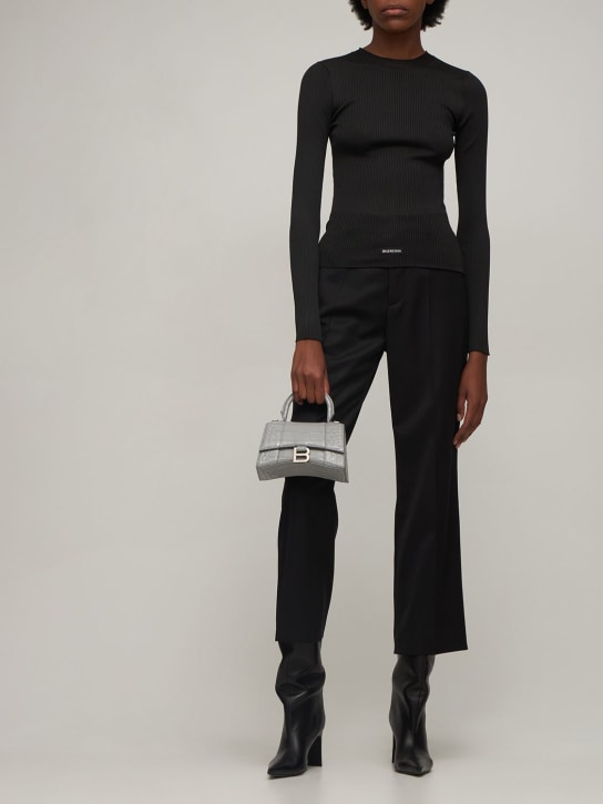 Balenciaga: Croc embossed leather shoulder bag - Balenciaga Grey - women_1 | Luisa Via Roma