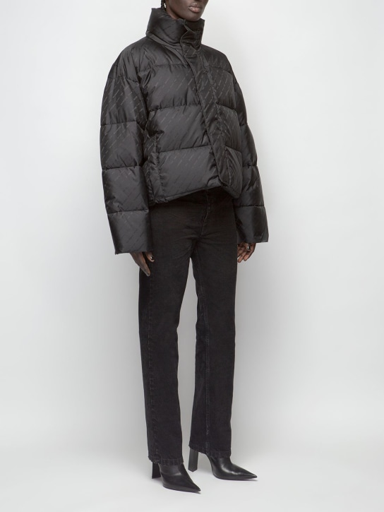 Balenciaga: Jacquard logo nylon puffer jacket - Black - women_1 | Luisa Via Roma