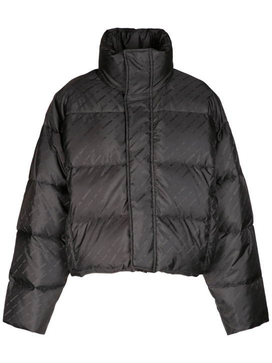 Balenciaga: Jacquard logo nylon puffer jacket - Black - women_0 | Luisa Via Roma