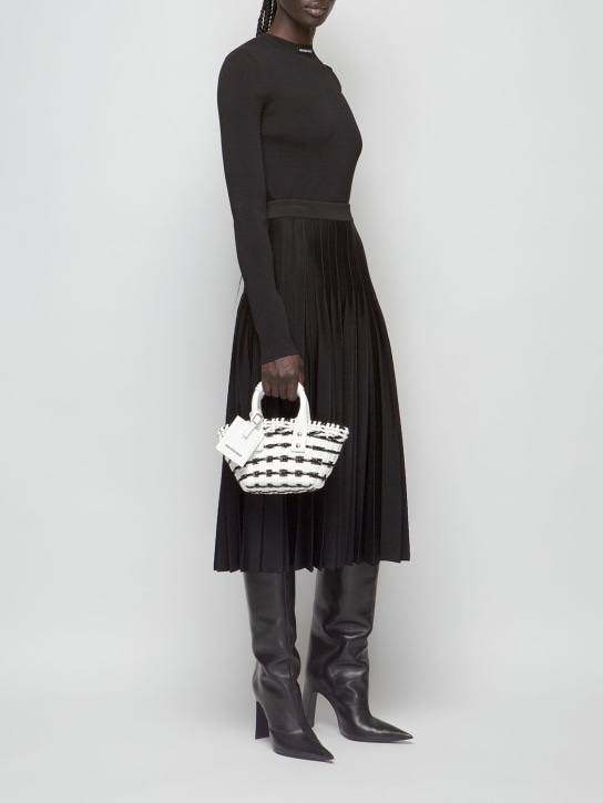 Balenciaga: Fitted viscose blend knit top - Siyah - women_1 | Luisa Via Roma