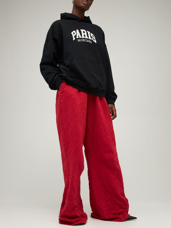 Balenciaga: Embroidered wide cotton hoodie - Black - women_1 | Luisa Via Roma