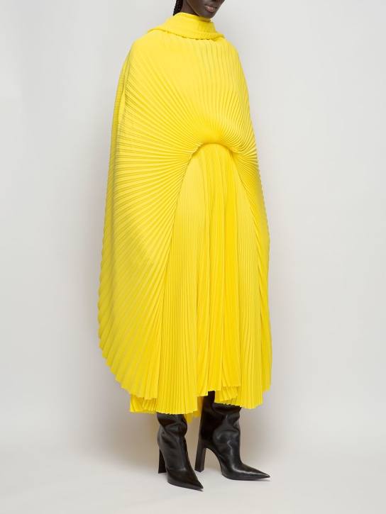Balenciaga: Vestido drapeado plisado - Citrus Yellow - women_1 | Luisa Via Roma