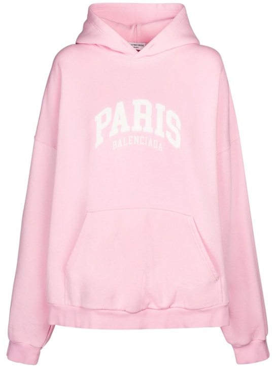 Balenciaga: Cities wide fit sweatshirt hoodie - Pink - women_0 | Luisa Via Roma