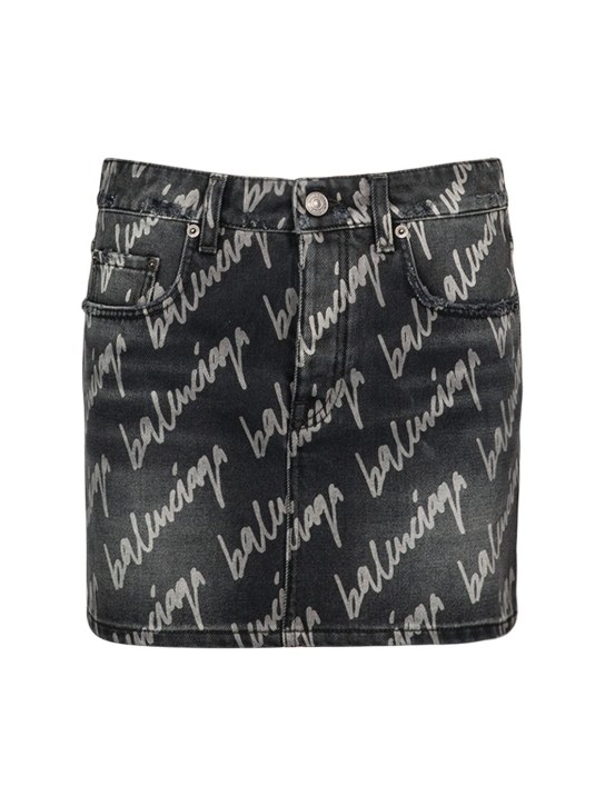Balenciaga: Falda mini de cintura baja - Negro - women_0 | Luisa Via Roma