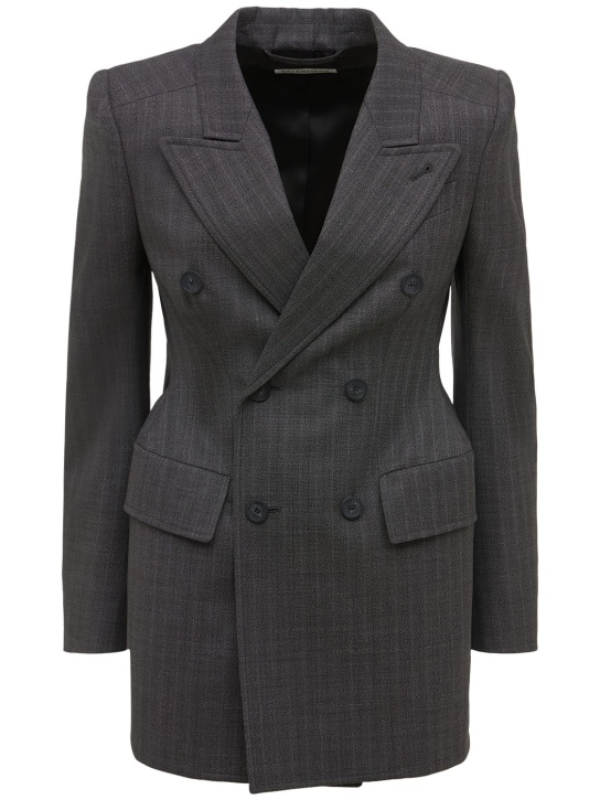 Balenciaga: DB Hourglass wool blazer - Grey - women_0 | Luisa Via Roma