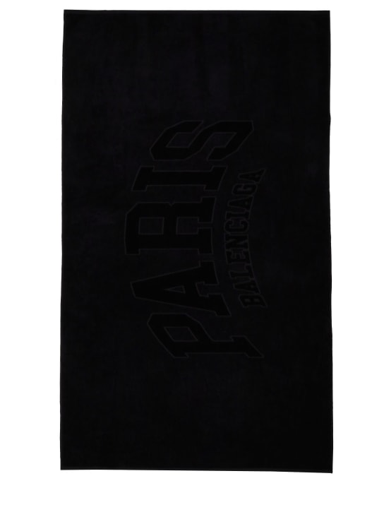 Balenciaga: Paris棉质沙滩巾 - 黑色 - women_0 | Luisa Via Roma