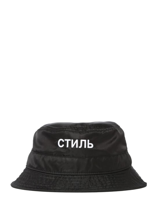 Heron Preston: Gorro pescador CTNMB de nylon con bordado - Negro/Blanco - men_0 | Luisa Via Roma