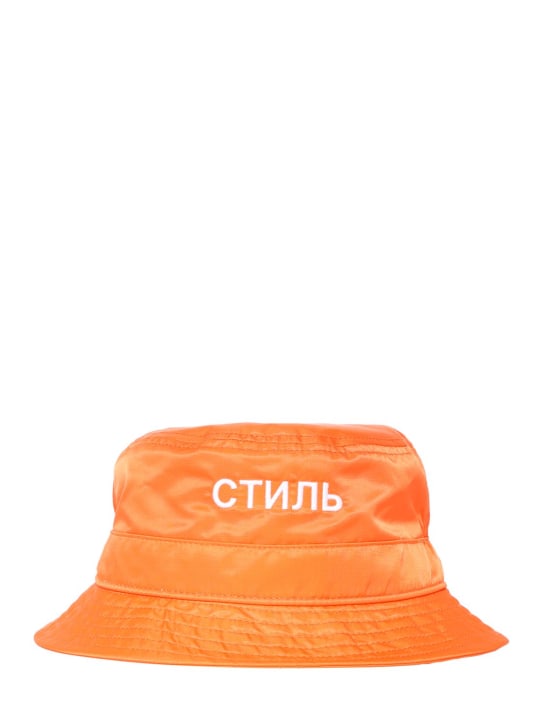 Heron Preston: Fischerhut aus Nylon „CTNMB“ - Orange/Weiß - men_0 | Luisa Via Roma