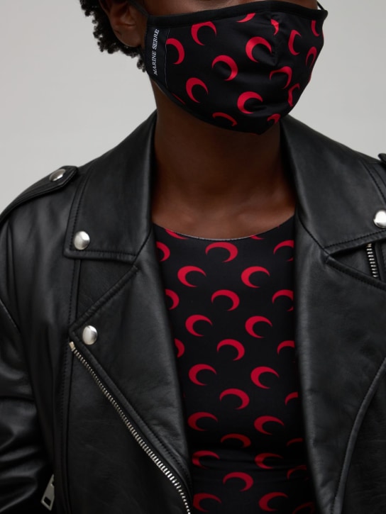 Marine Serre: All over moon printed recycled mask - Moon Red - women_1 | Luisa Via Roma