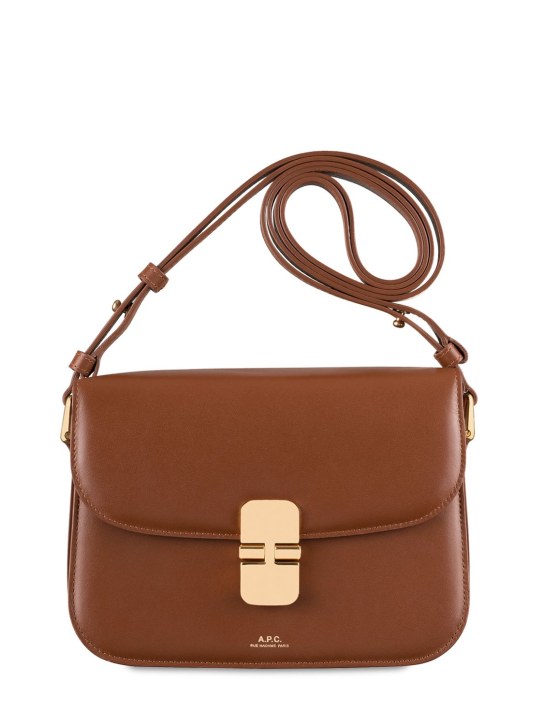 A.P.C.: Small Grace leather shoulder bag - Noisette - women_0 | Luisa Via Roma