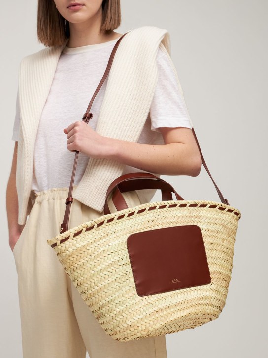 A.P.C.: Zoe raffia & leather top handle bag - women_1 | Luisa Via Roma