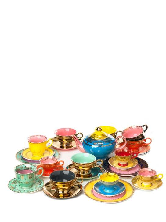 Polspotten: 레거시 골드 티 컵 & 받침 4인용 세트 - Gold/Multicolor - ecraft_1 | Luisa Via Roma