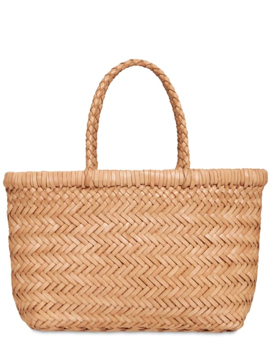Dragon Diffusion: Mini Flat Gora leather basket bag - Doğal - women_0 | Luisa Via Roma