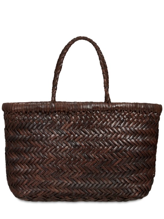 Dragon Diffusion: Mini Flat Gora leather basket bag - Dark Brown - women_0 | Luisa Via Roma