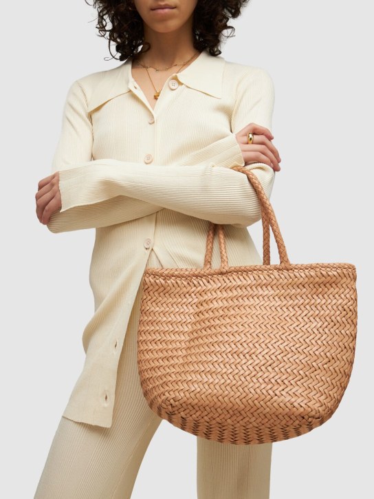 Dragon Diffusion: Grace Small woven leather basket bag - Doğal - women_1 | Luisa Via Roma