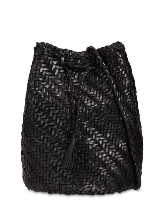 Dragon Diffusion: Pompom Doublej woven leather basket bag - Siyah - women_0 | Luisa Via Roma