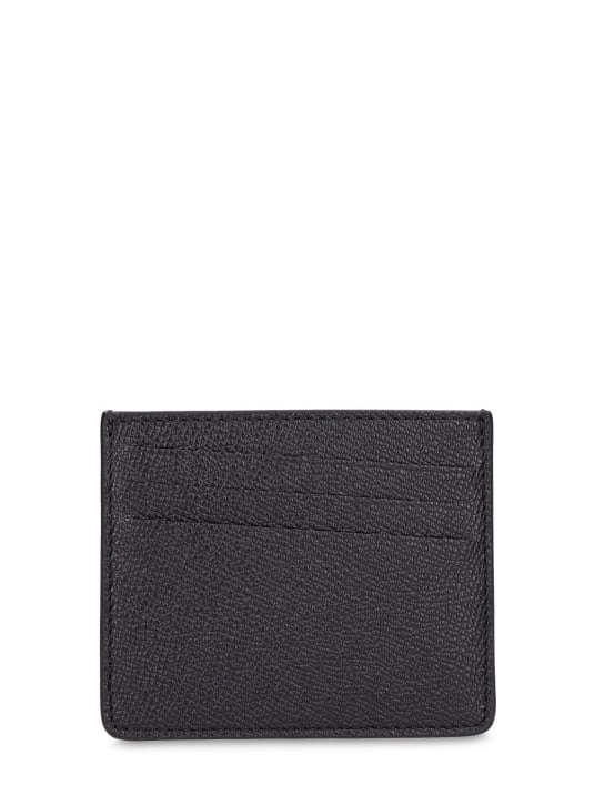 Maison Margiela: Grained leather card holder - Black - men_0 | Luisa Via Roma