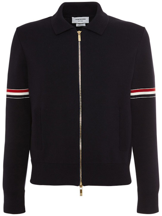 Thom Browne: Milano cotton blend bomber jacket - men_0 | Luisa Via Roma