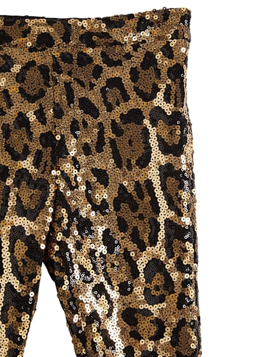 Dolce&Gabbana: Leggings leopard con paillettes - Marrone/Nero - kids-girls_1 | Luisa Via Roma