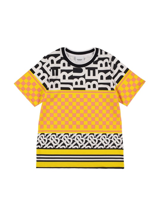 Burberry: Camiseta de jersey de algodón estampada - Multicolor - kids-girls_0 | Luisa Via Roma