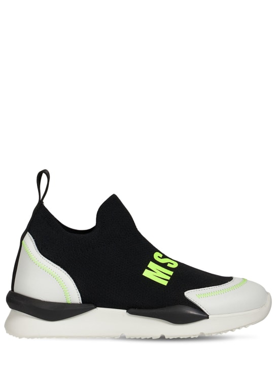 MSGM: Logo knit sock sneakers - Black - kids-girls_0 | Luisa Via Roma