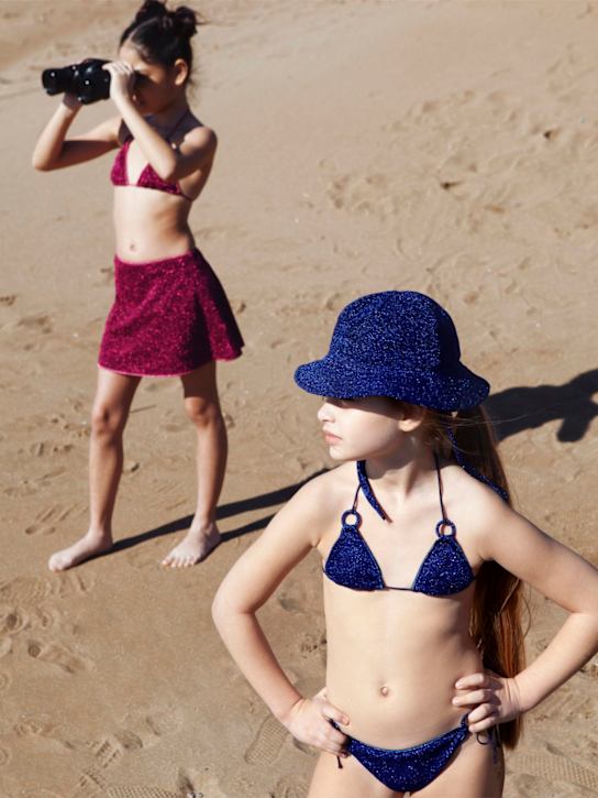 Oséree Swimwear: Cappello bucket in lycra e lurex - Blu - kids-girls_1 | Luisa Via Roma