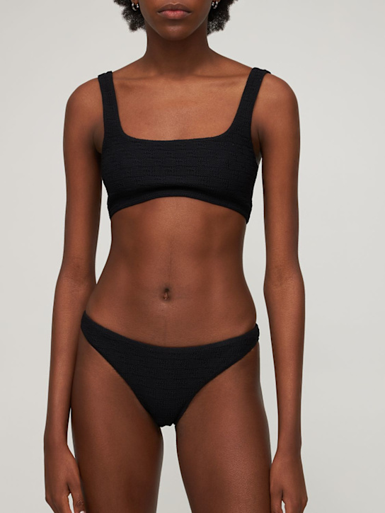 Alexander Wang: Slip bikini in techno con logo - Nero - women_1 | Luisa Via Roma