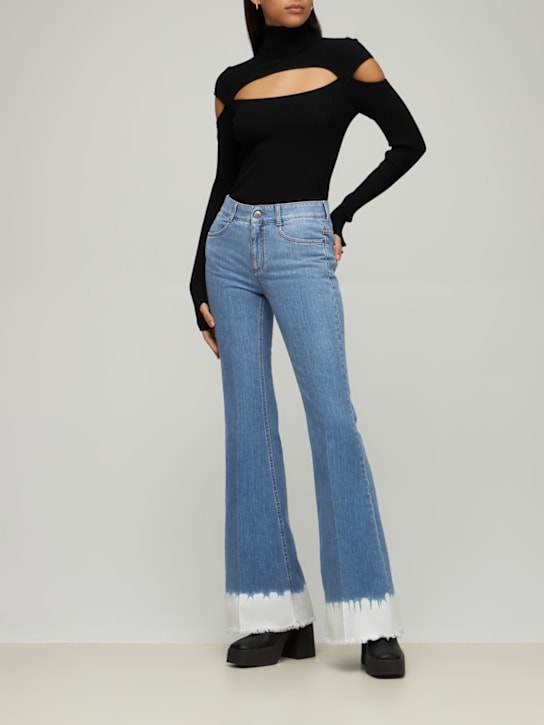 Stella McCartney: 70年代浸染弹力喇叭腿棉质牛仔裤 - 牛仔 - women_1 | Luisa Via Roma