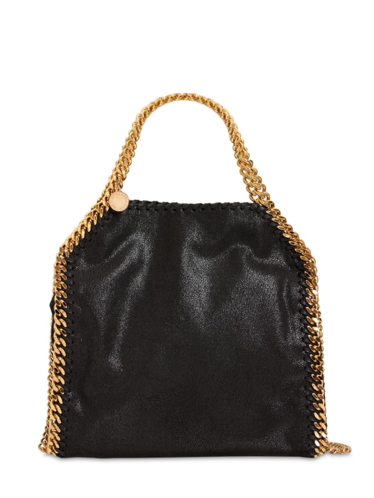 Stella McCartney: Mini 3Chain Falabella faux leather bag - Siyah - women_0 | Luisa Via Roma