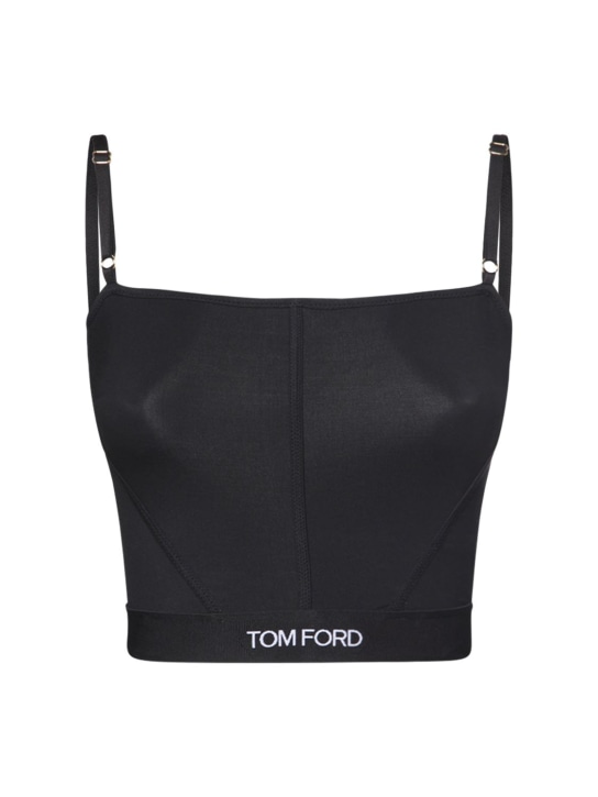 Tom Ford: Cropped tech tank top - Black - women_0 | Luisa Via Roma