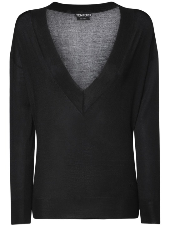 Tom Ford: Cashmere & silk sweater - Black - women_0 | Luisa Via Roma
