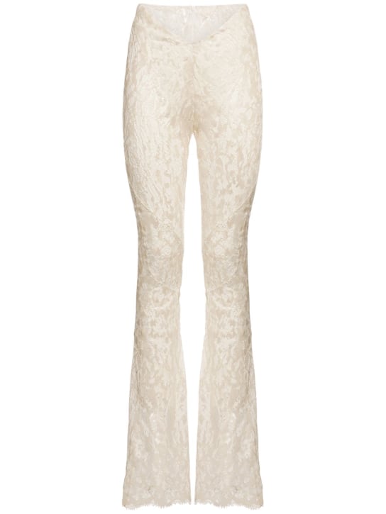 Dion Lee: Cotton blend lace flared pants - Ivory - women_0 | Luisa Via Roma