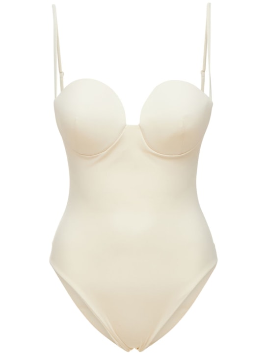 Magda Butrym: Retro bustier one piece swimsuit - Ivory - women_0 | Luisa Via Roma