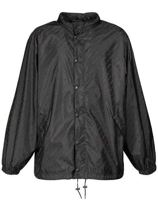 Balenciaga: Logo jacquard nylon rain jacket - Siyah - men_0 | Luisa Via Roma
