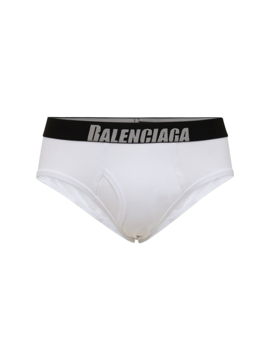 Balenciaga: 混棉内裤 - 白色 - men_0 | Luisa Via Roma