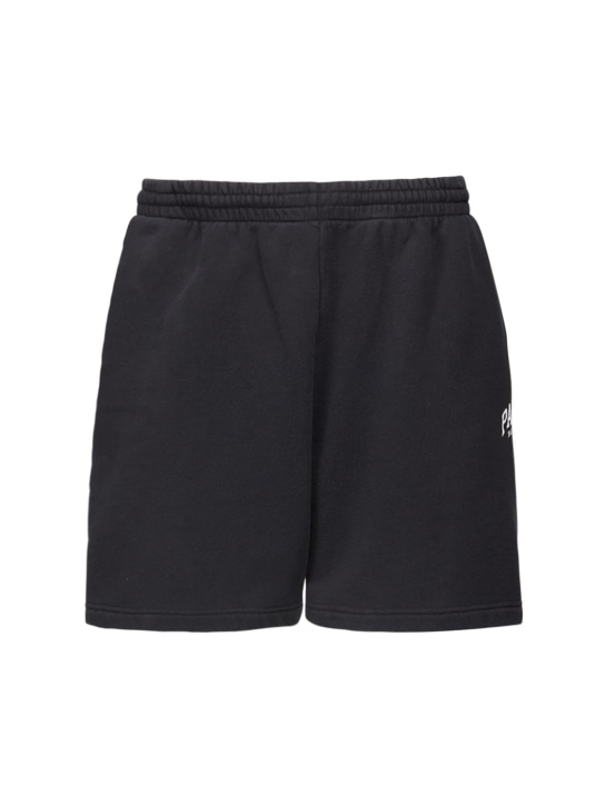 Balenciaga: Paris cotton sweat shorts - Black/White - men_0 | Luisa Via Roma
