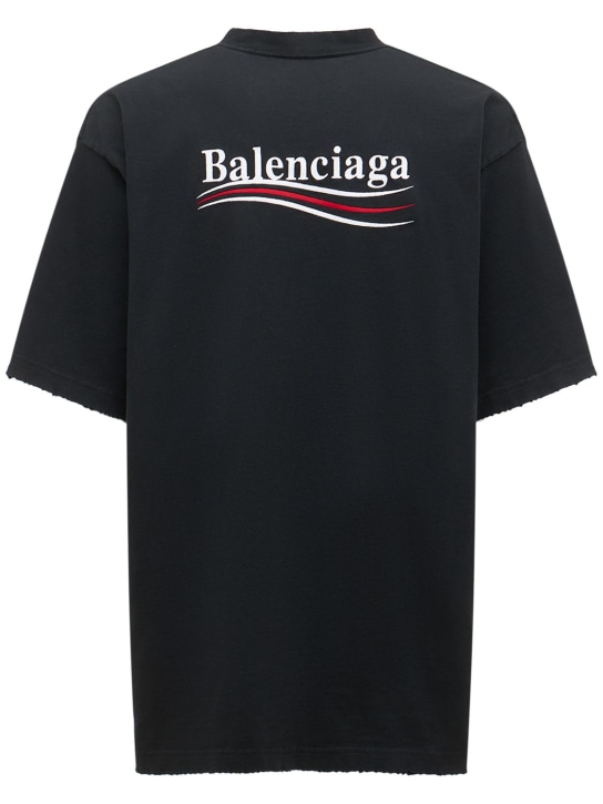 Balenciaga: Logo cotton t-shirt - Washed Black - men_1 | Luisa Via Roma